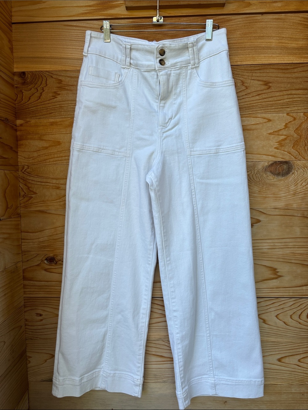 Pilcro Anthropologie White High Rise Wide Leg Crop Jeans Size 29 - Picture 2 of 8